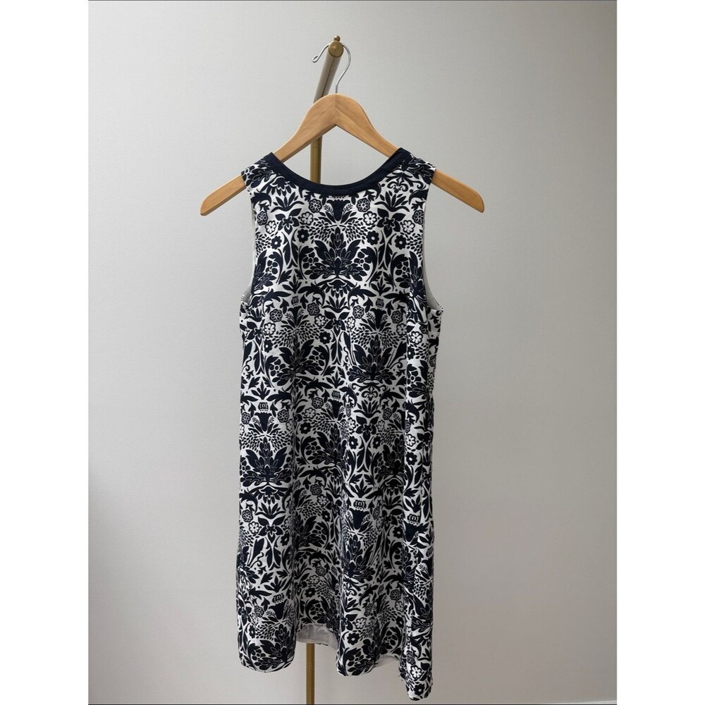 Loft Sleeveless Shift Dress White Navy XS